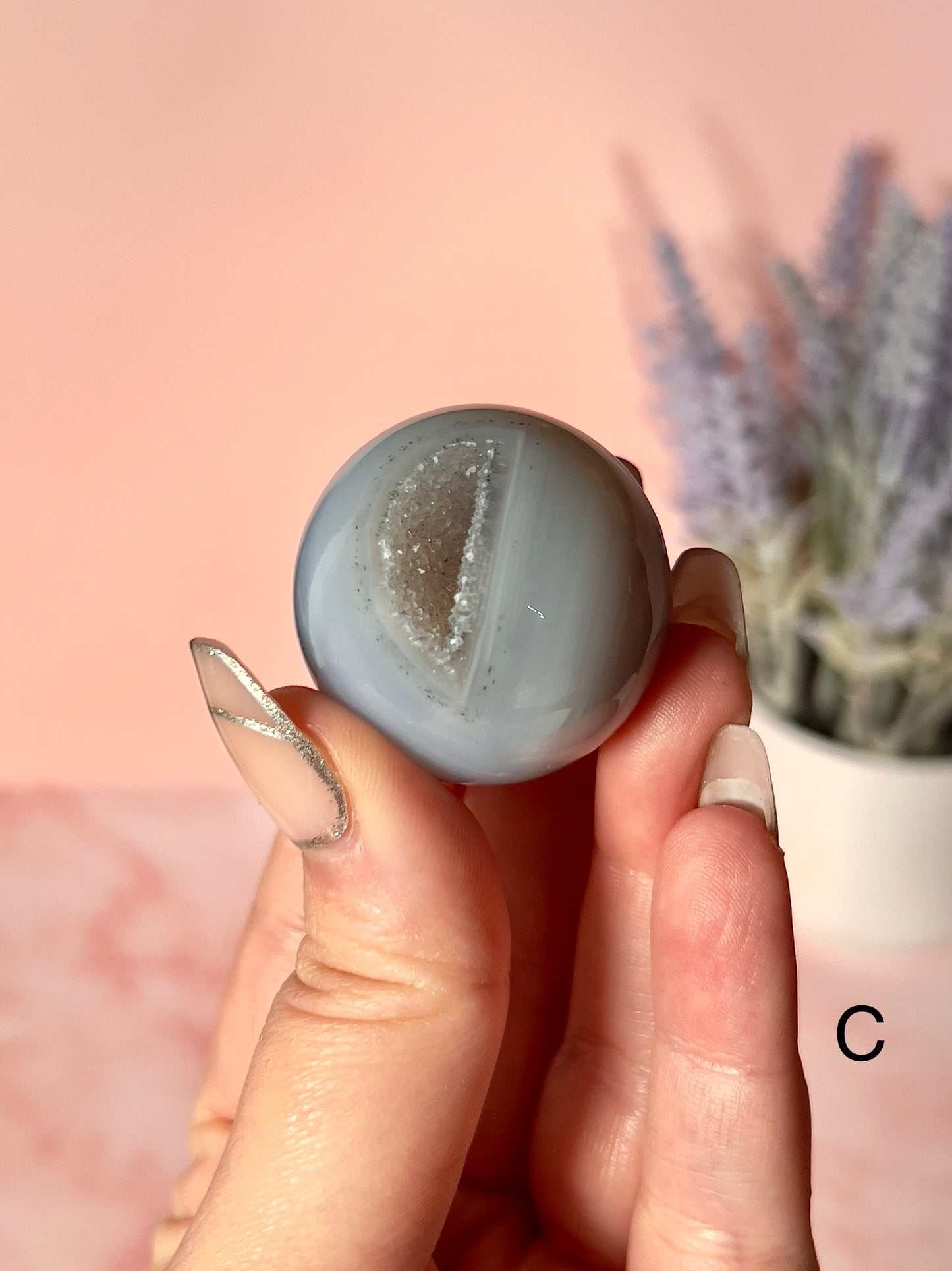 small druzy agate sphere