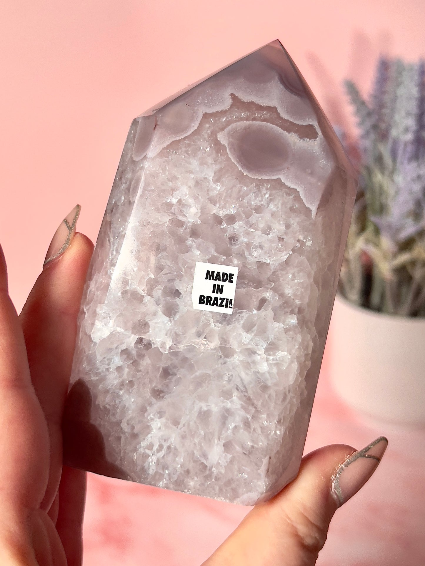 Pastel Purple Druzy Agate Tower