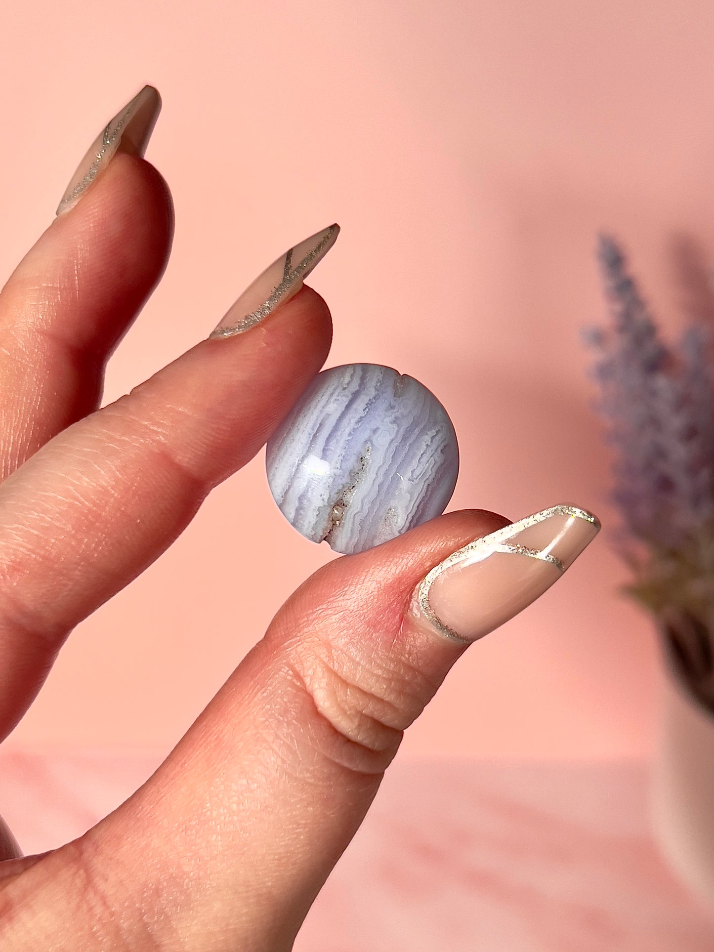 Mini Blue Lace Agate Hearts, Buttons, and Moons