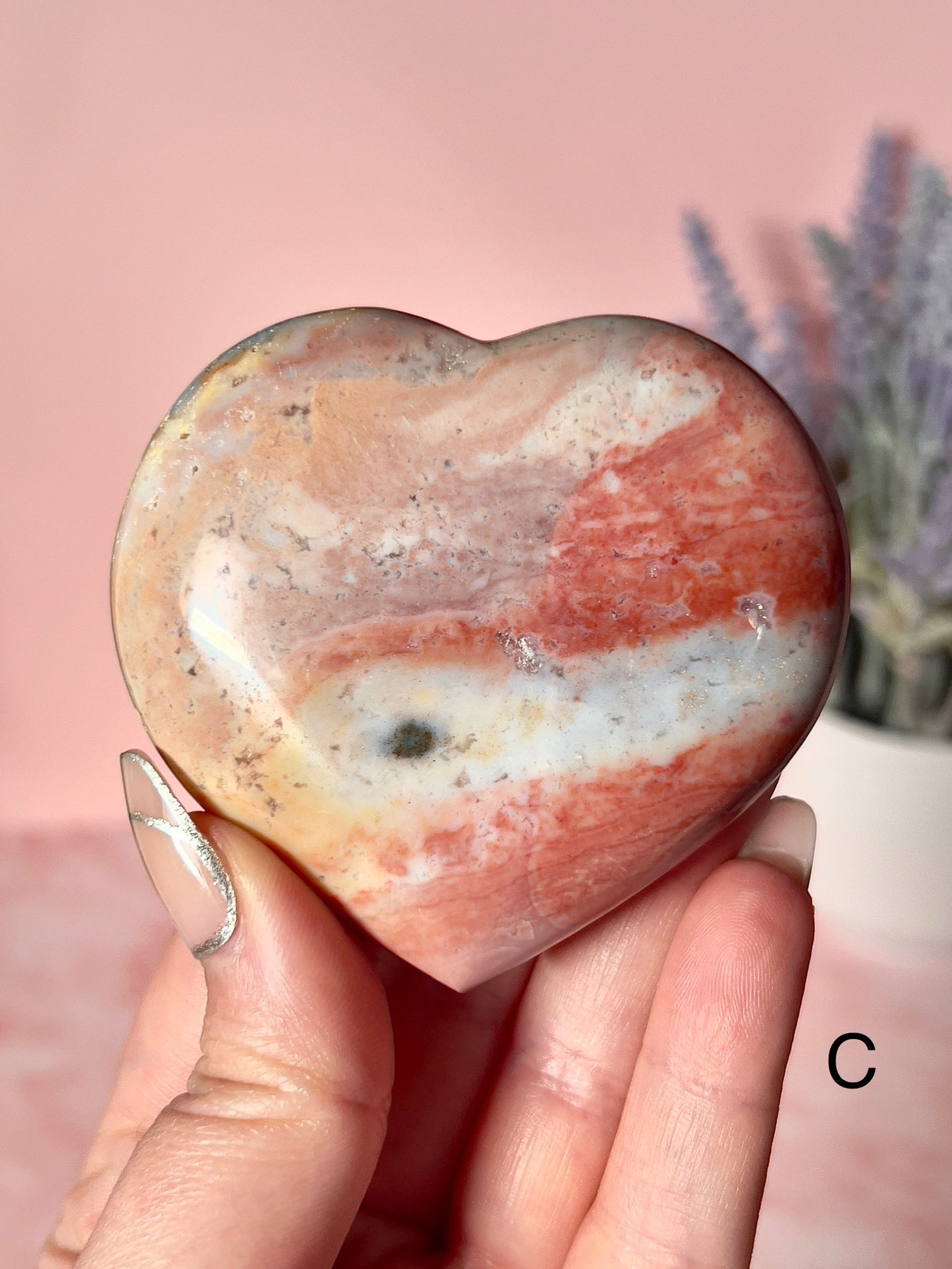 Beautiful Sea Jasper Puffy Hearts