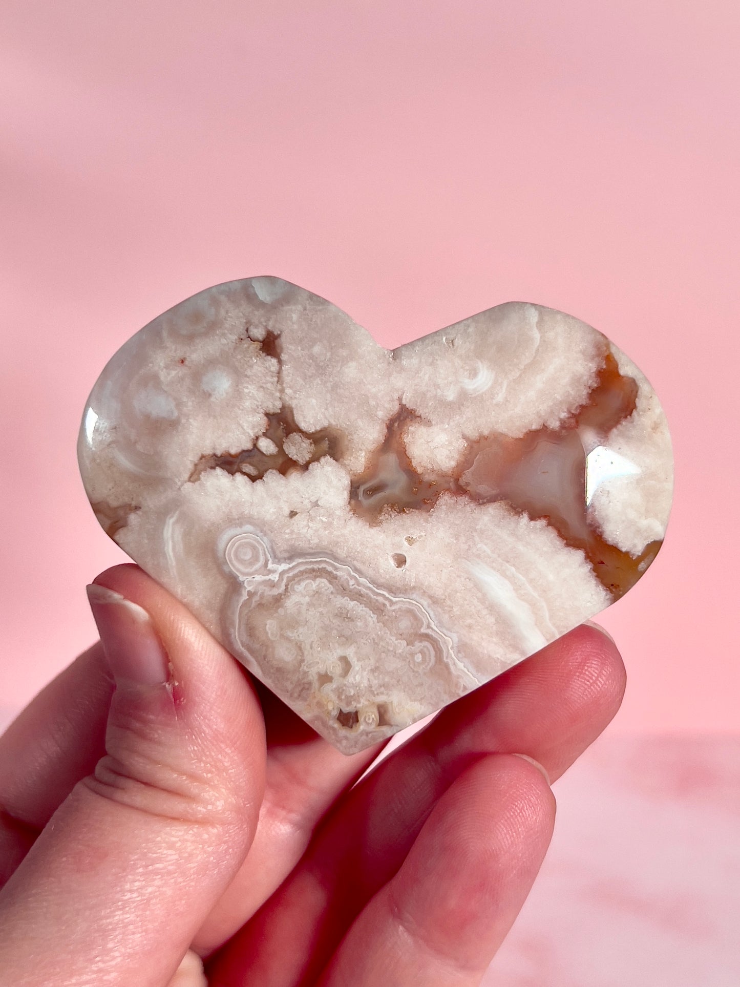 Banded Pink Amethyst Heart