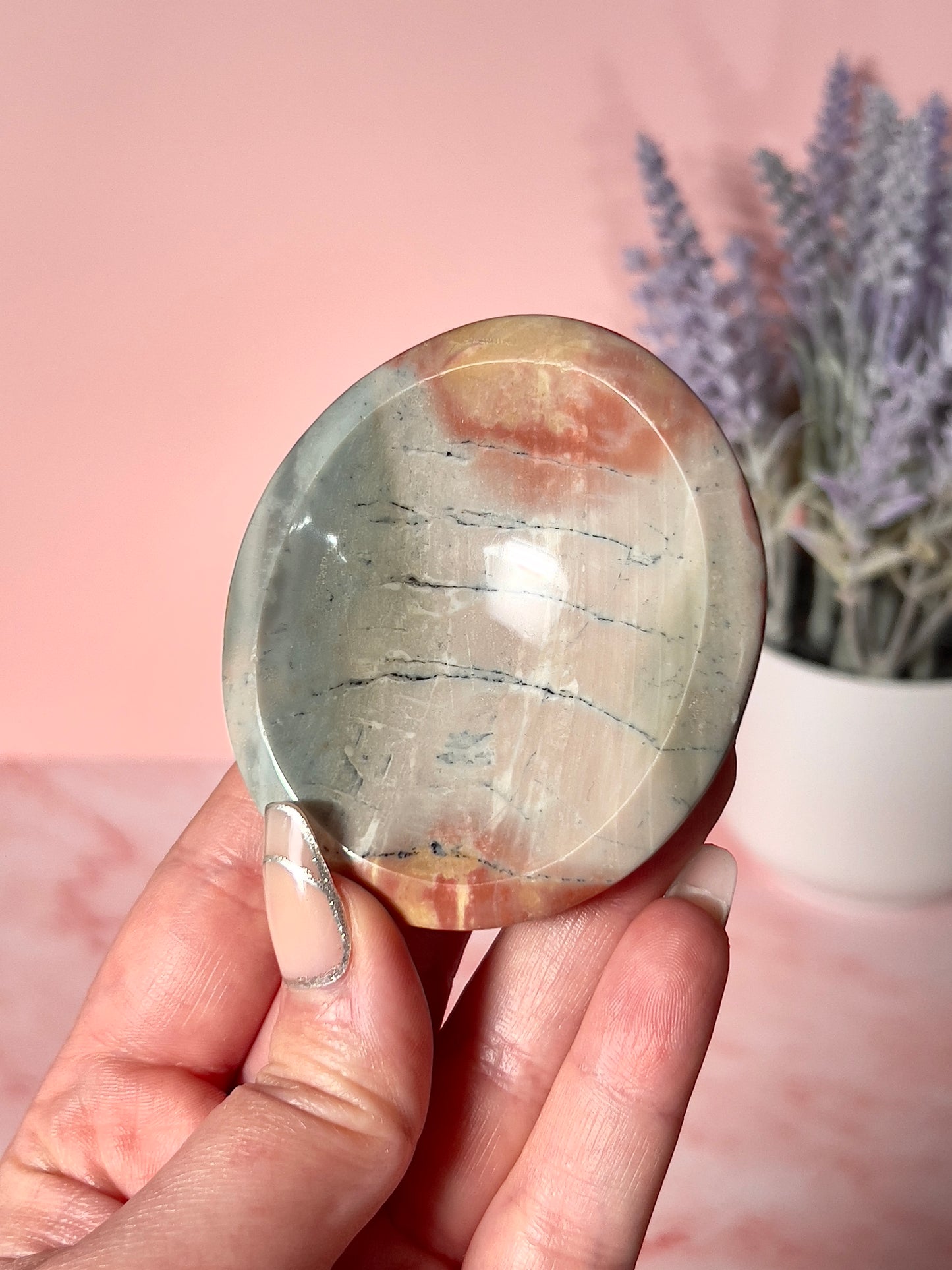 Beautiful Shallow Polychrome Jasper Trinket Dish