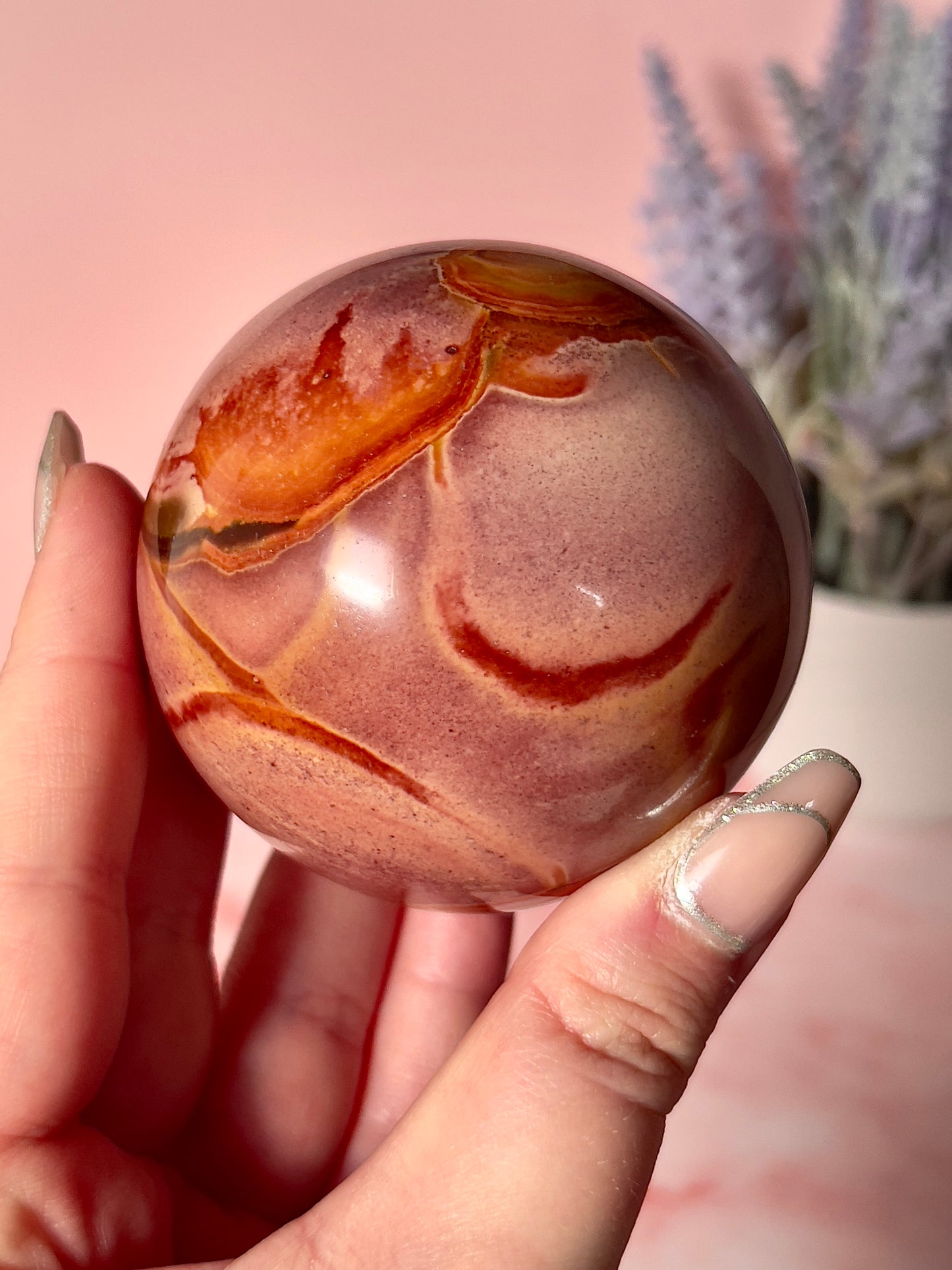 Pink and Red Polychrome Jasper Sphere
