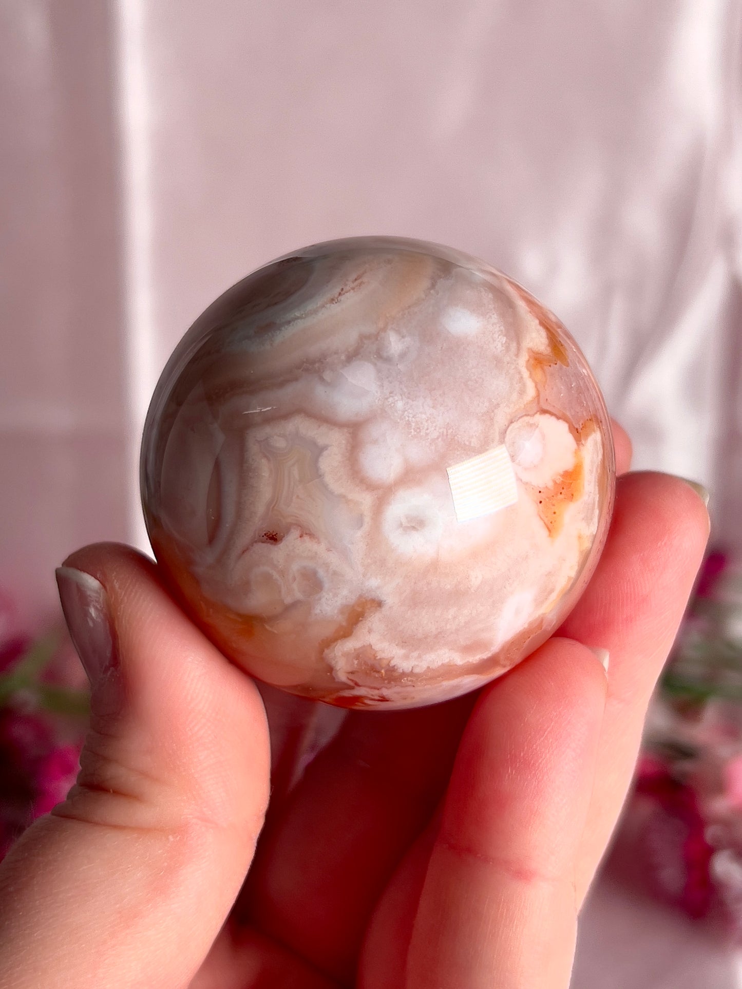 Pink Carnelian and Flower Agate Sphere