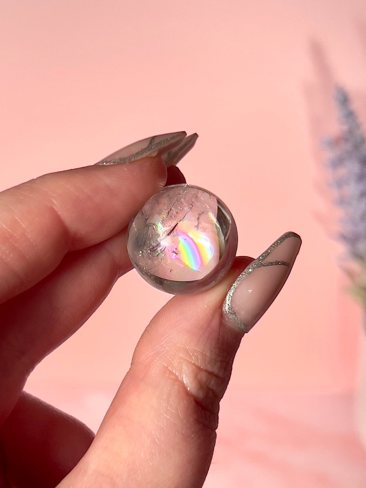 Clear Quartz Mini Sphere With Rainbows