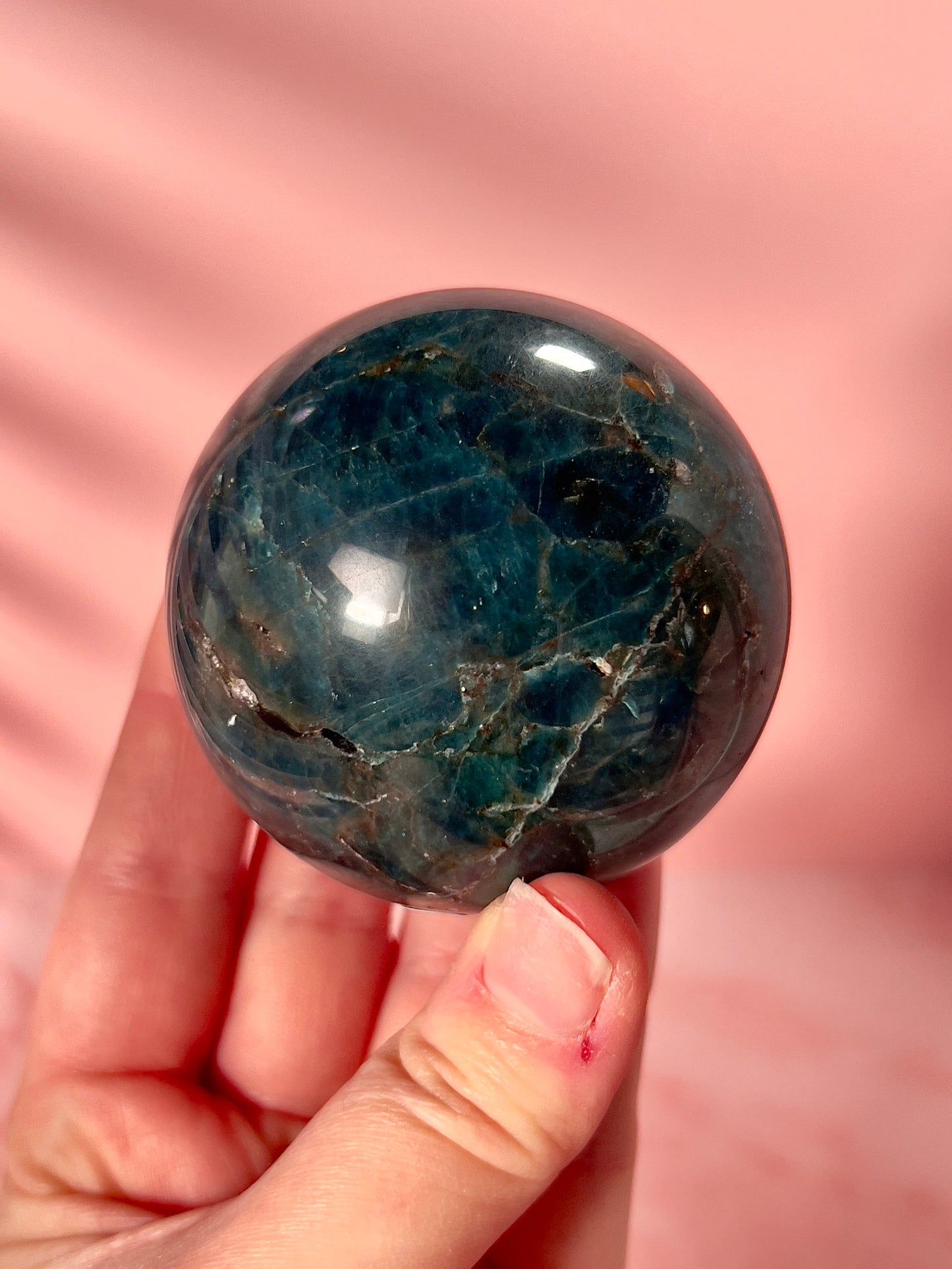 Deep Blue Apatite Sphere
