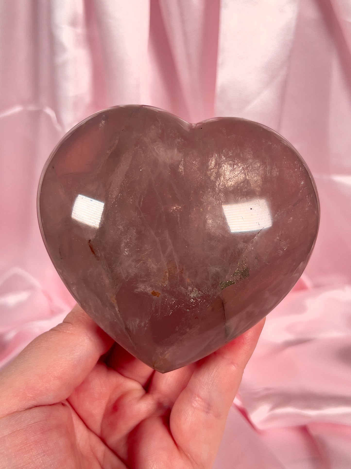 Juicy Dark Rose Quartz Heart Mixed With Pyrite