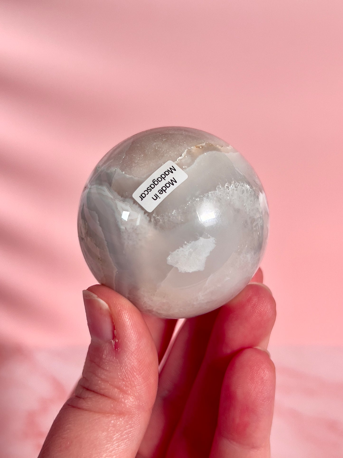 Pastel Pink Flower Agate Sphere