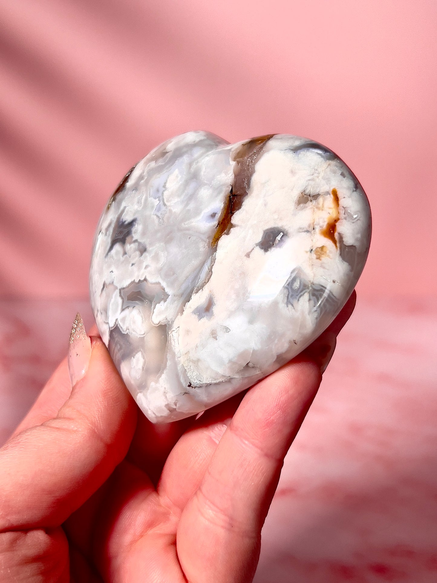 Blue Flower Agate Heart