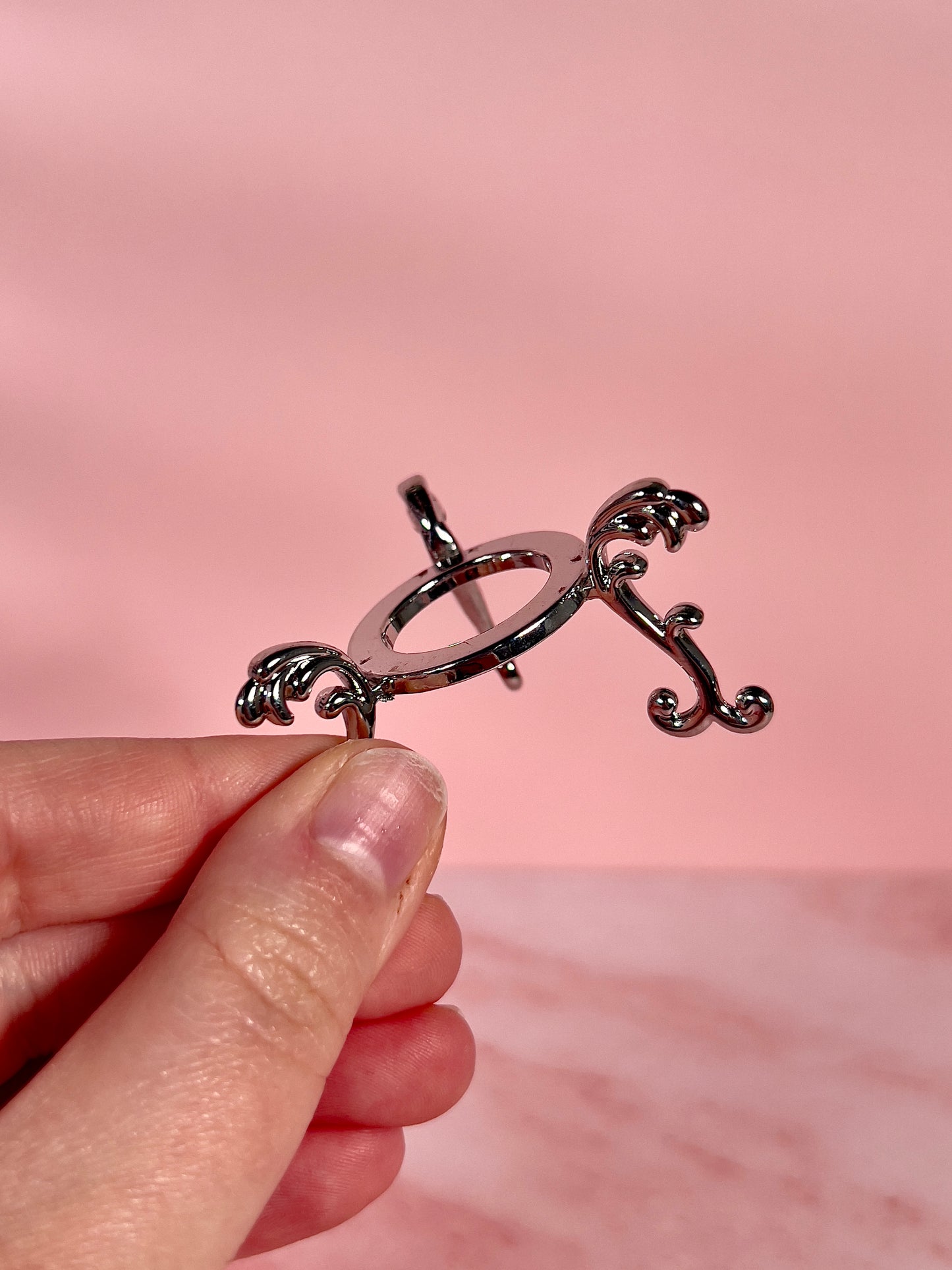 Silver Ornate Sphere Stand