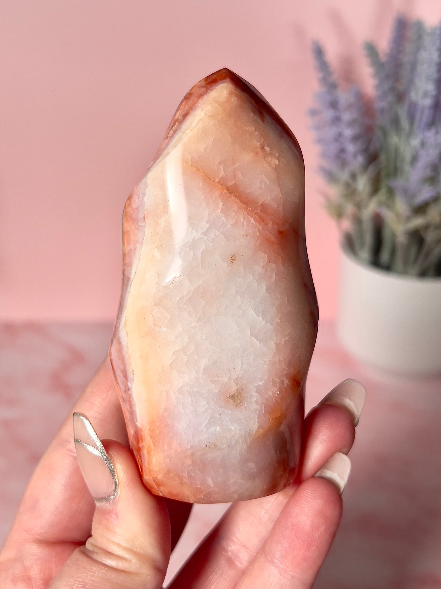 Pastel Pink Carnelian Flame