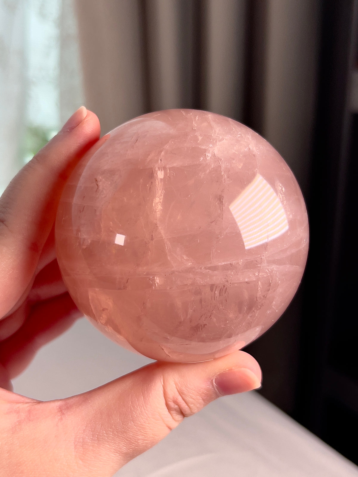 Dark Gemmy Star Rose Quartz Sphere