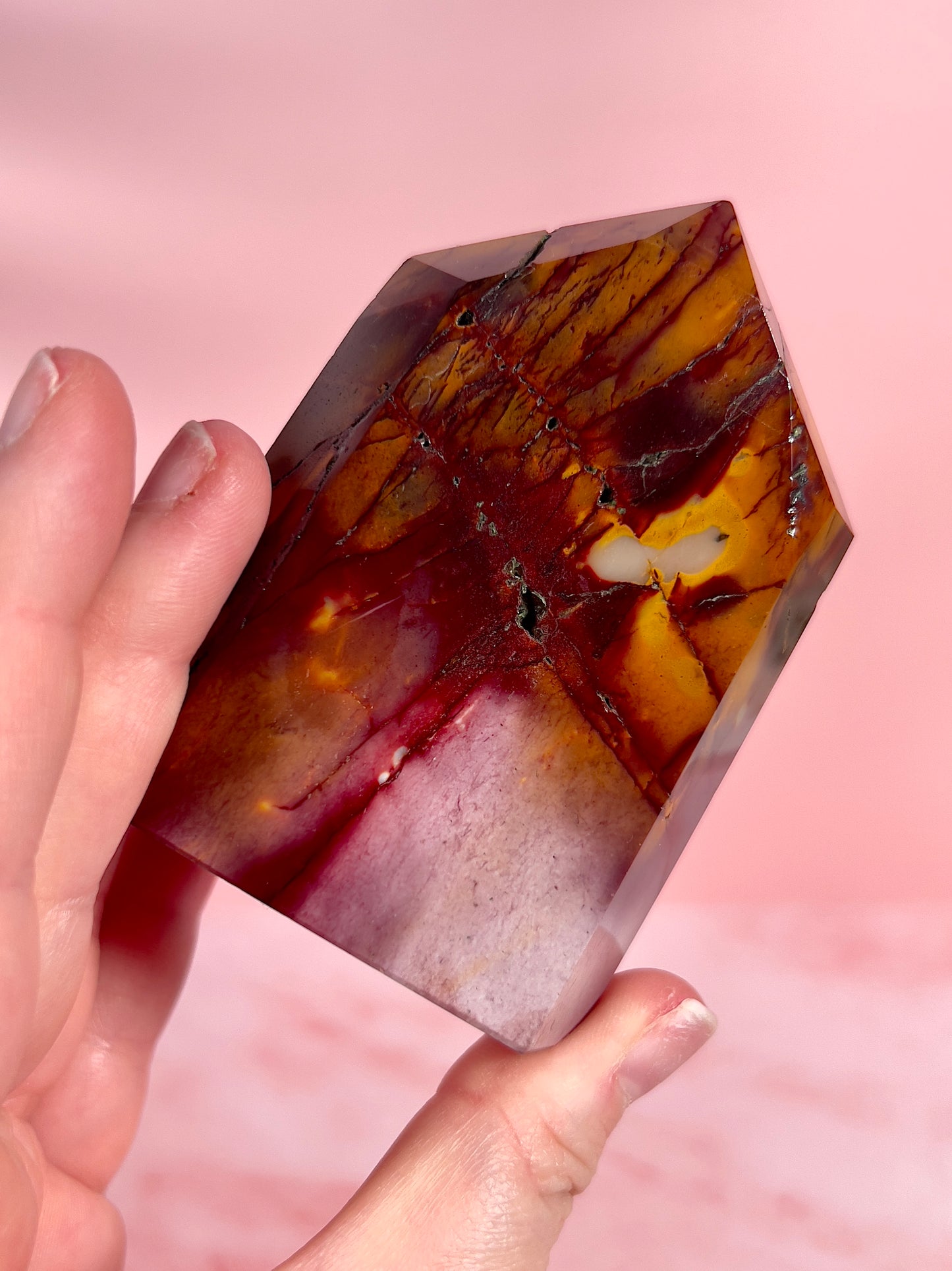 Burgundy and Yellow Mookaite Tower