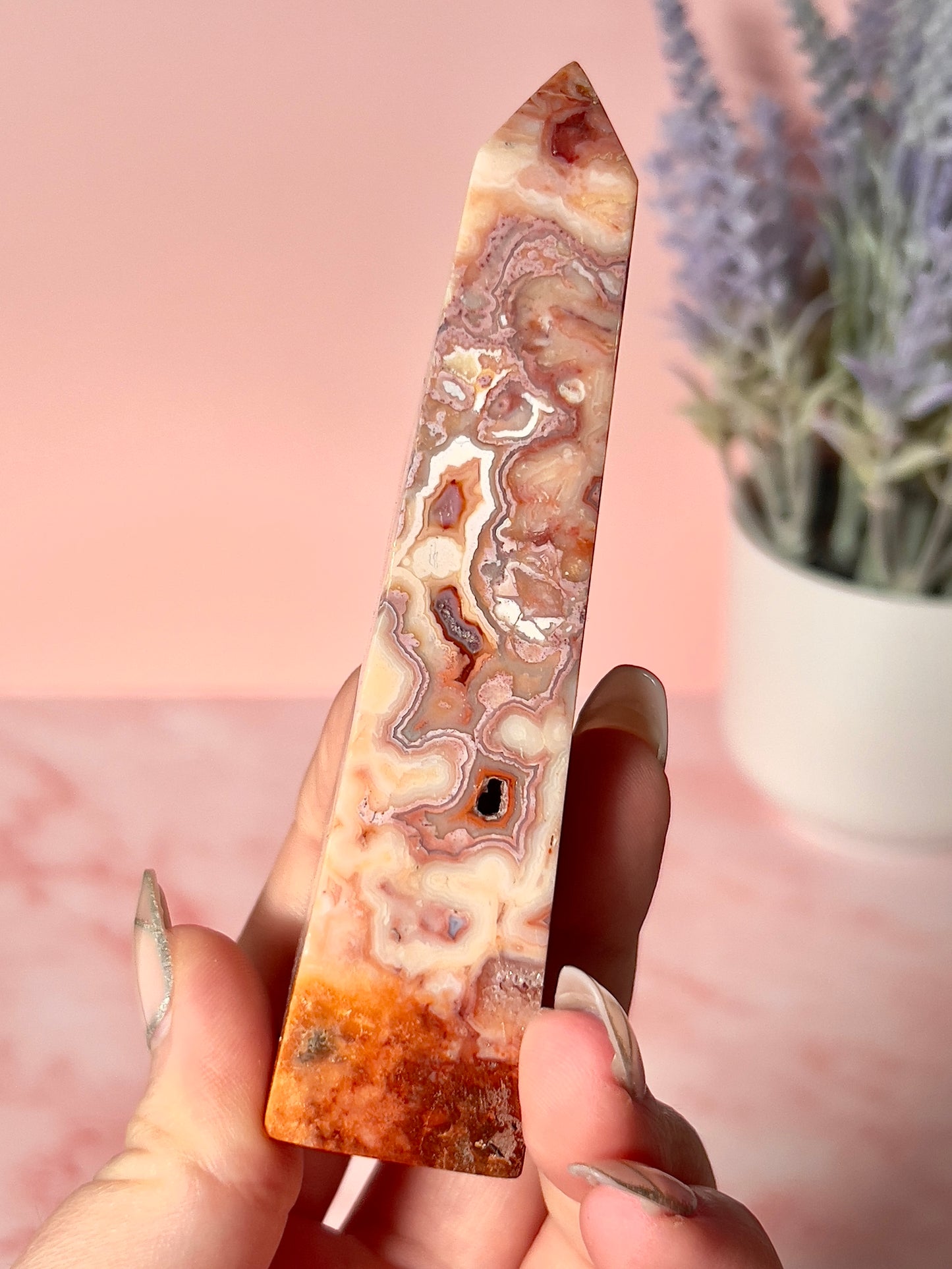 Gorgeous Rare Pink Crazy Lace Agate
