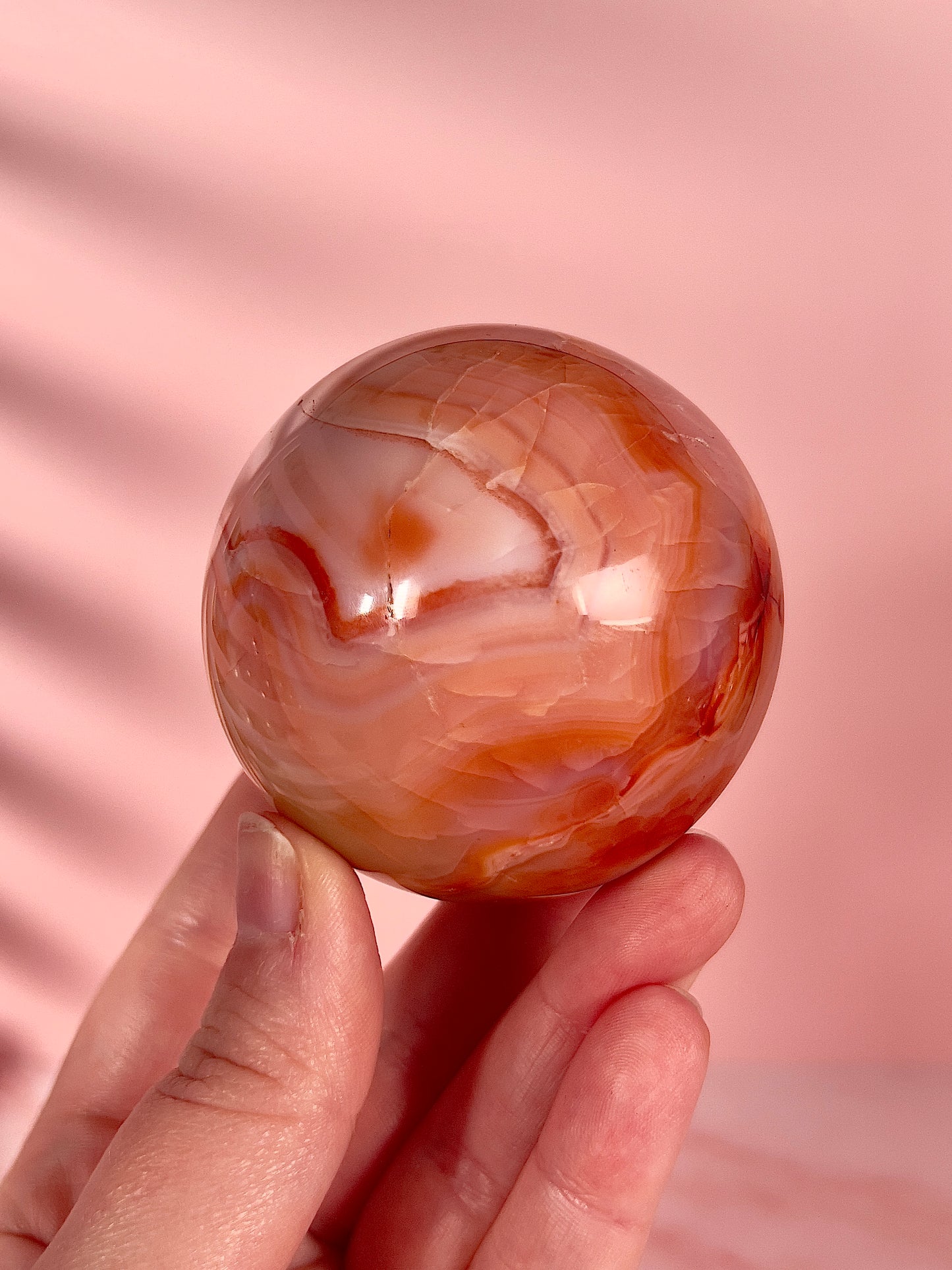 Peachy Pink Carnelian Banded Sphere