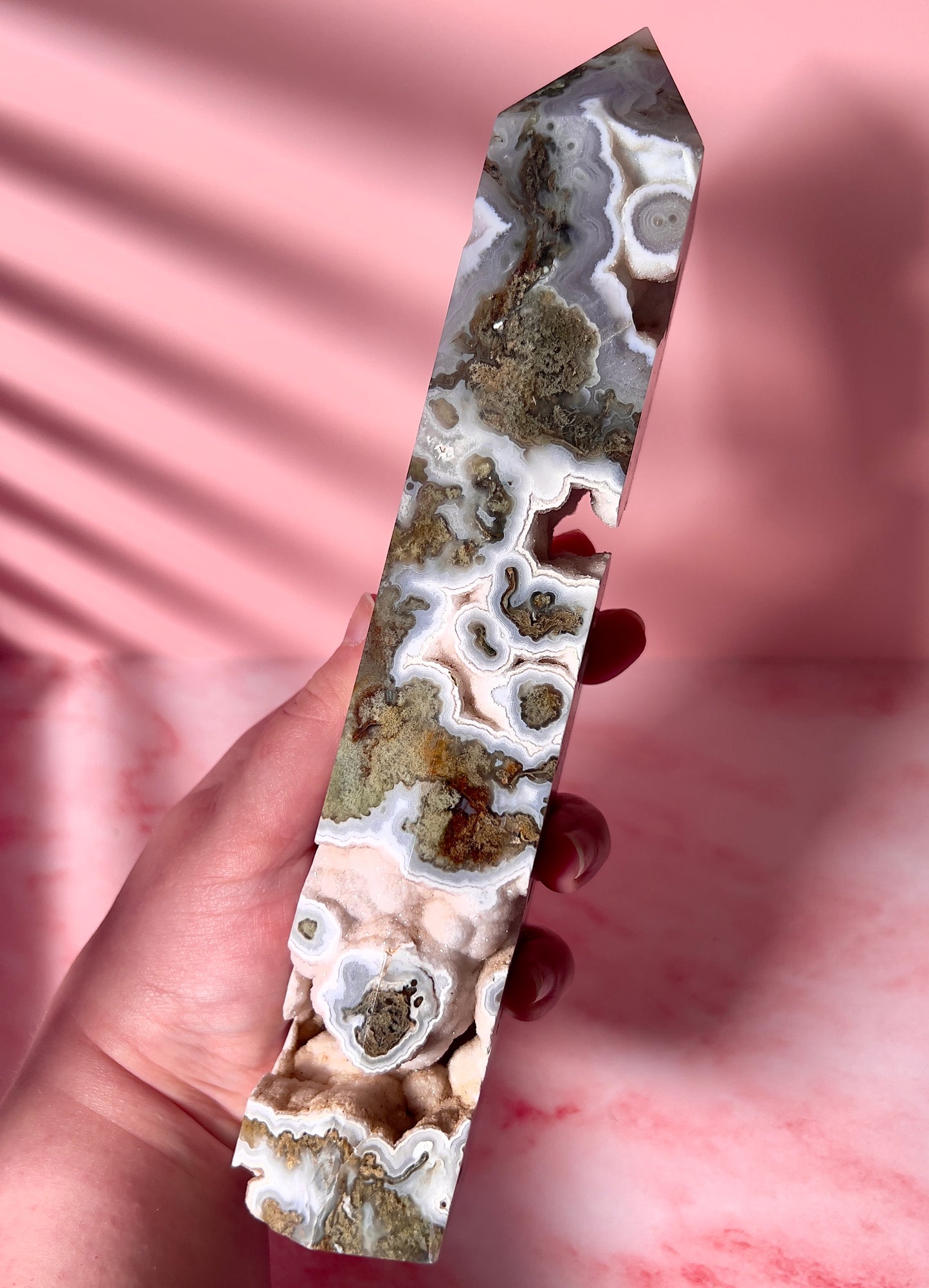 high quality moss agate statement tower 1