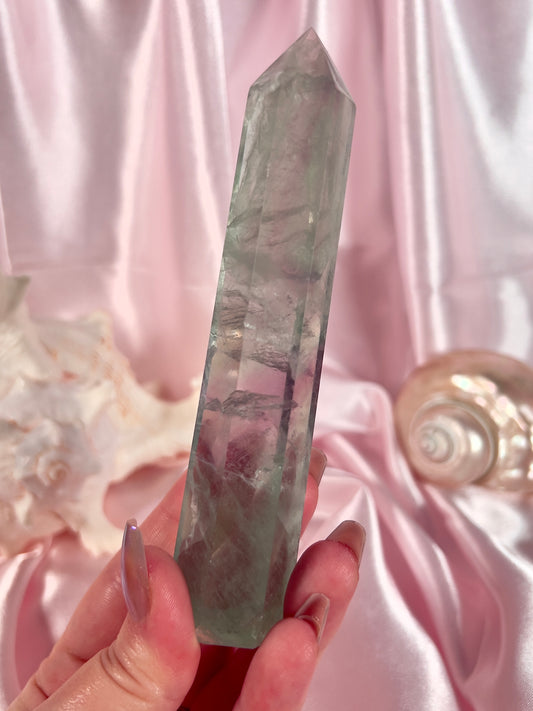 Icy Clear Green Fluorite Tower