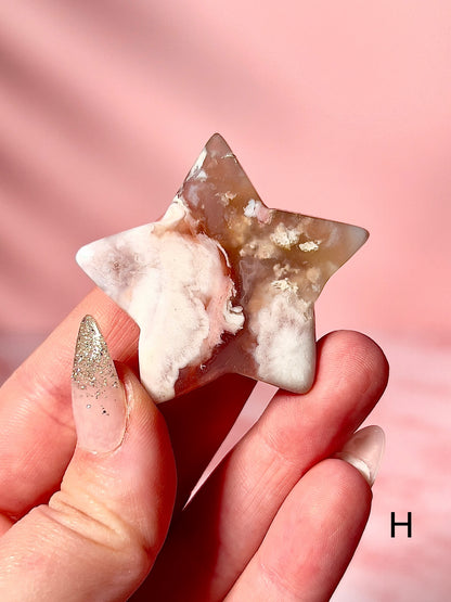 Blue and Pink Flower Agate Stars - Choose Your Own