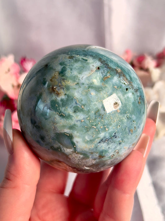 Pastel Teal Sea Jasper Sphere