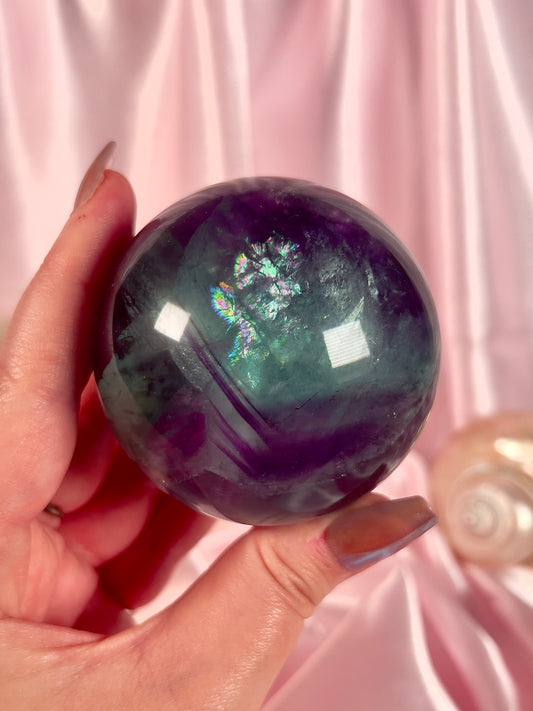 Gemmy Candy Fluorite Sphere with Rainbows