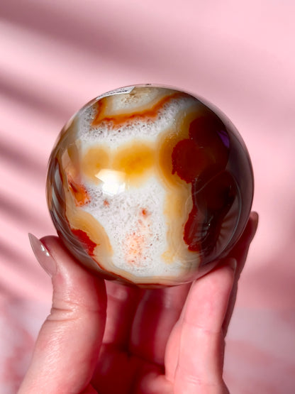 Funky Yellow and Red Carnelian Sphere