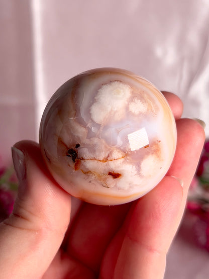Pink Carnelian and Flower Agate Sphere