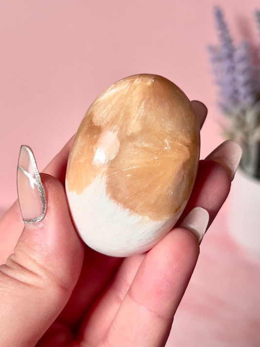 Peach Scolecite Palm Stone - Intuitively Chosen
