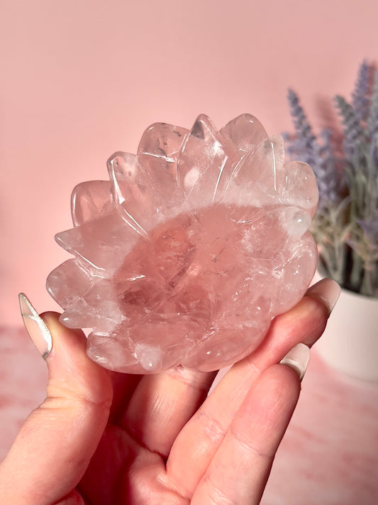 High Quality Lotus Rose Quartz Bowl