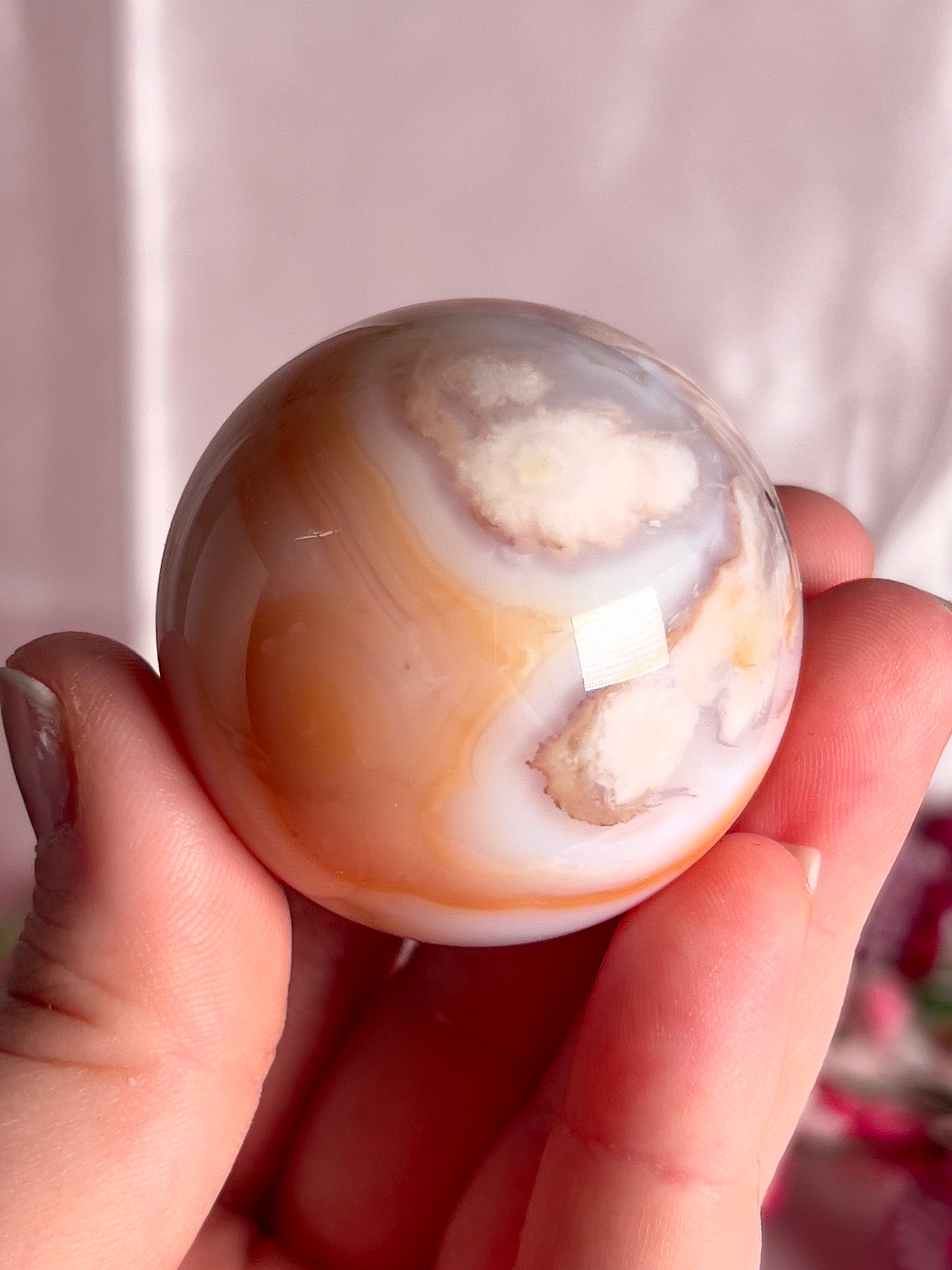 Pink Carnelian and Flower Agate Sphere