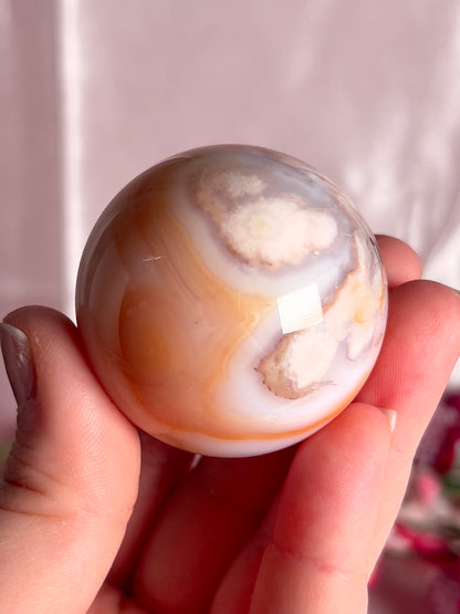 Pink Carnelian and Flower Agate Sphere