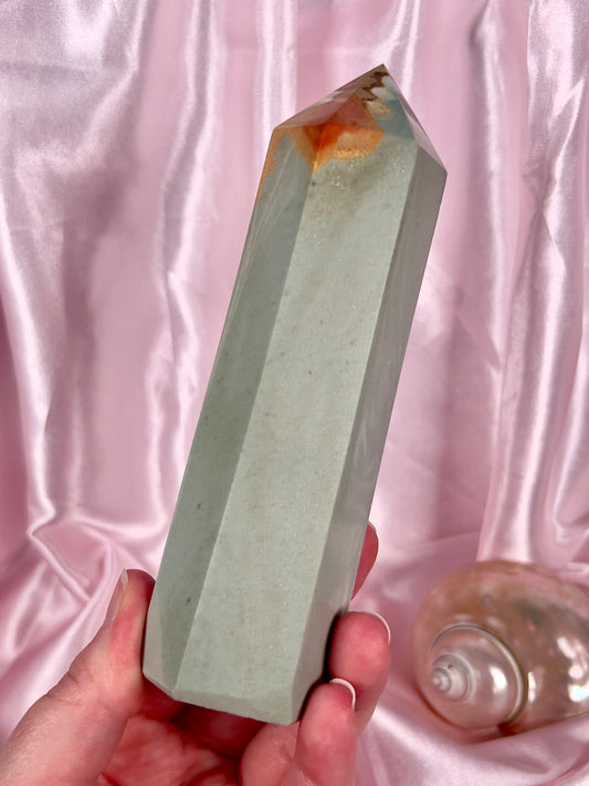 Pastel Teal Polychrome Jasper Tower