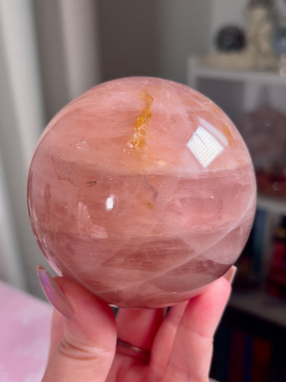Strawberry Wine Star Rose Quartz Sphere