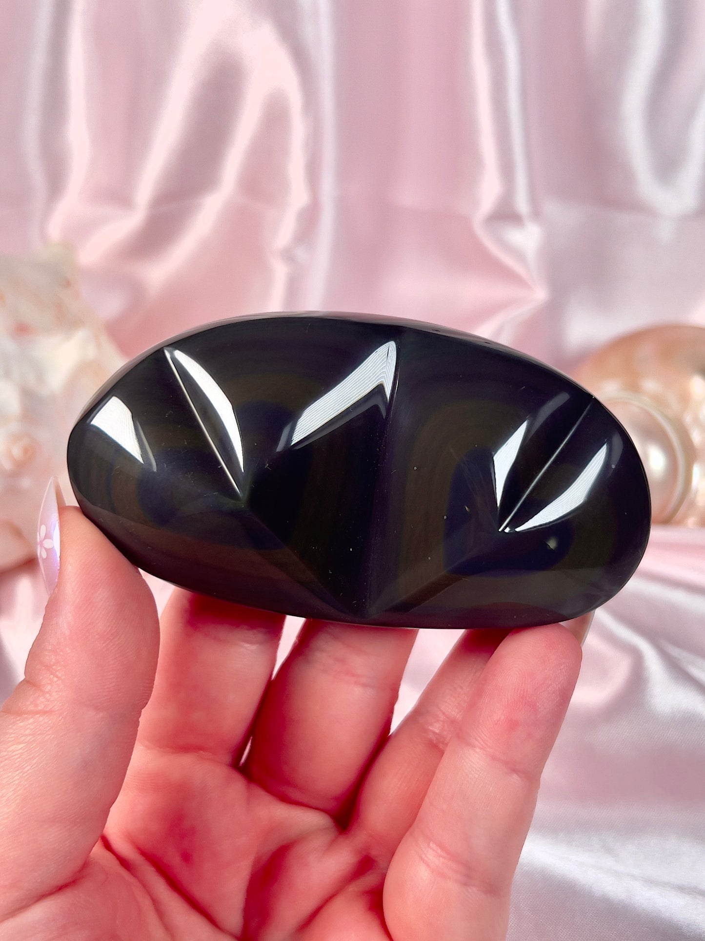 Rainbow Obsidian Double Heart
