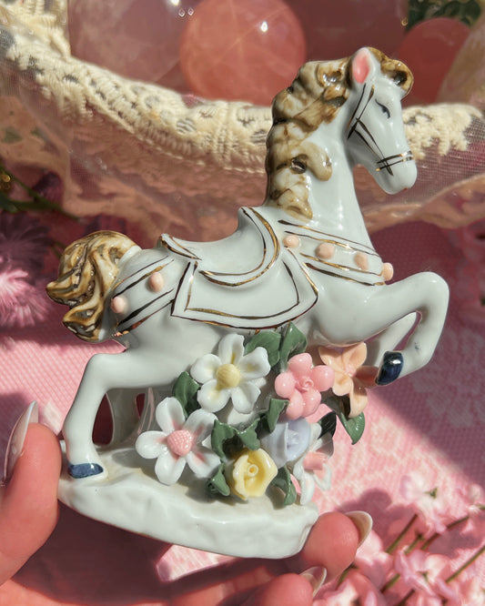 Vintage Floral Horse Decor Piece