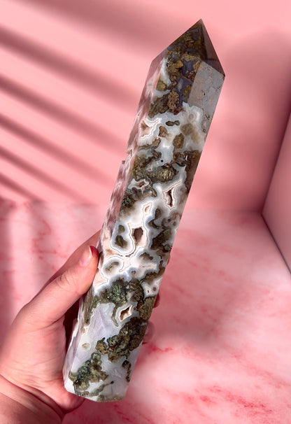 high quality moss agate statement tower