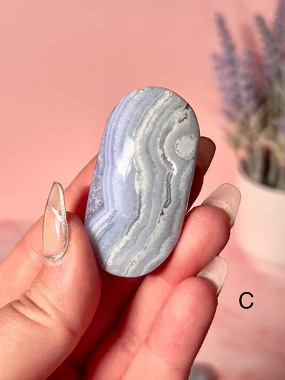 Beautiful Blue Lace Agate Palm Stones - Choose Your Own