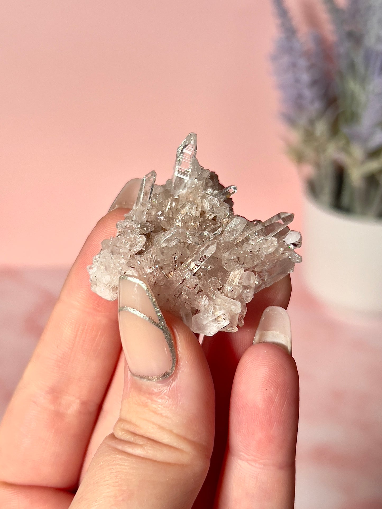 Columbian Pink Lemurian Quartz Cluster