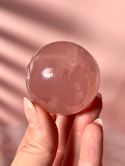Gem Quality 12 Point Star Rose Quartz Sphere “R”