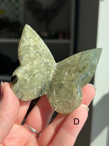 Prehnite 3D Butterfly Carving