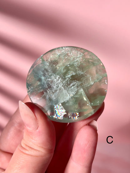 Rainbow Fluorite “Cookie” Shape Palm Stone