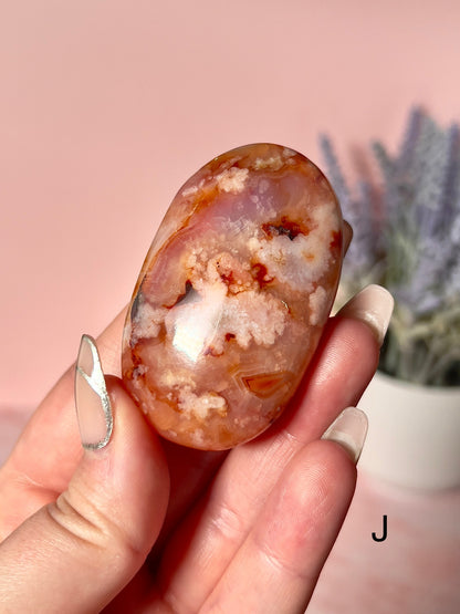 Carnelian and Flower Agate Palm Stones - Choose Your Own
