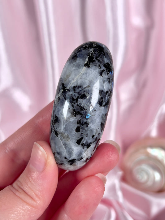 Blue Flash Rainbow Moonstone Shiva Lingam