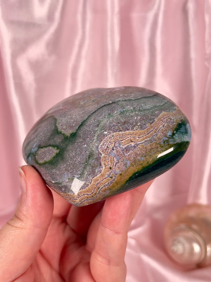 Purple & Green Sea Jasper Heart