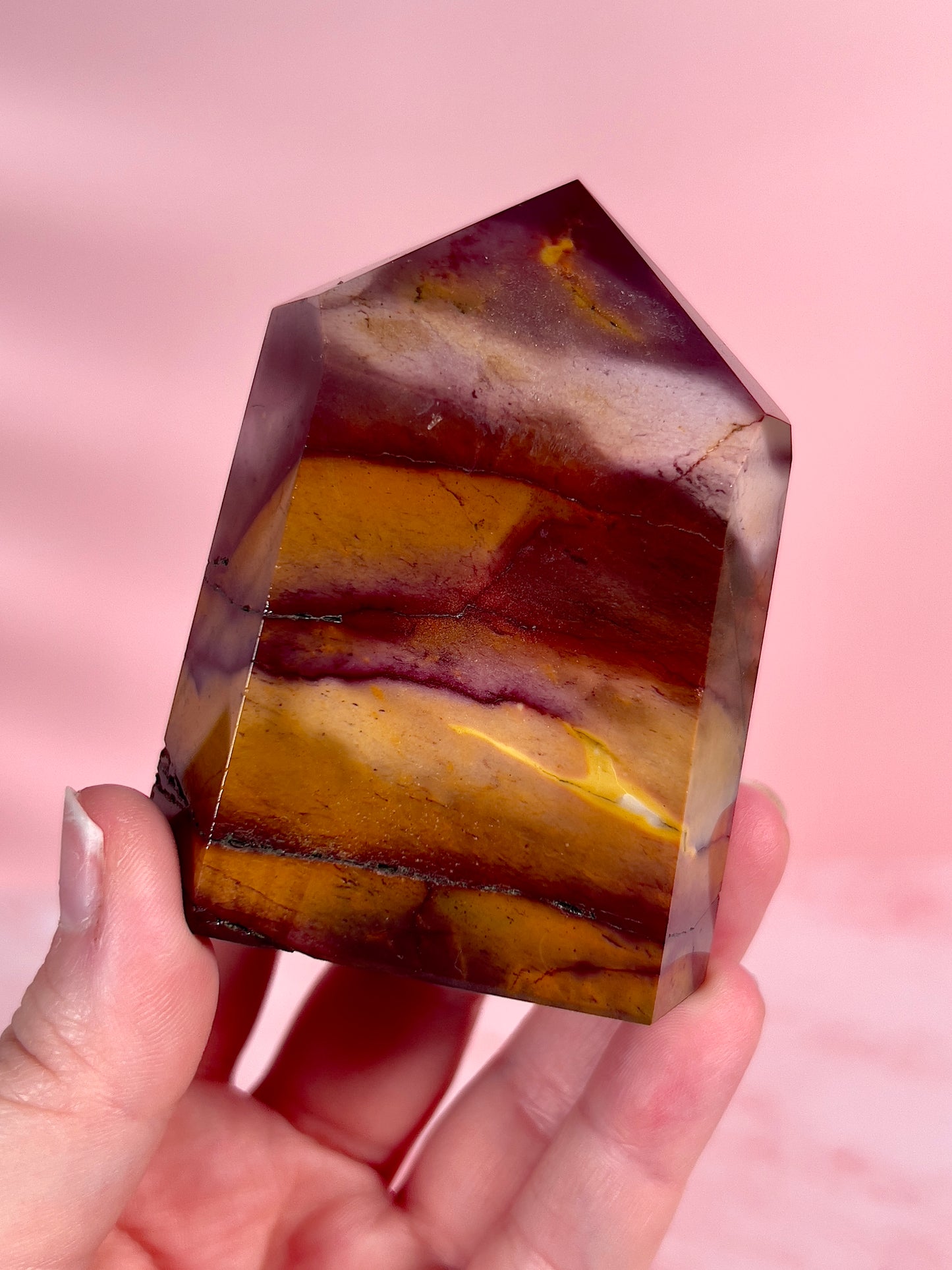 Burgundy and Yellow Mookaite Tower