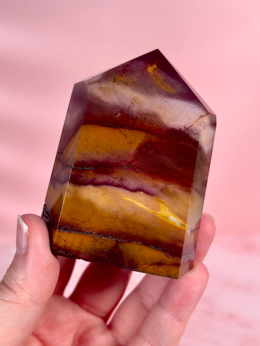 Burgundy and Yellow Mookaite Tower