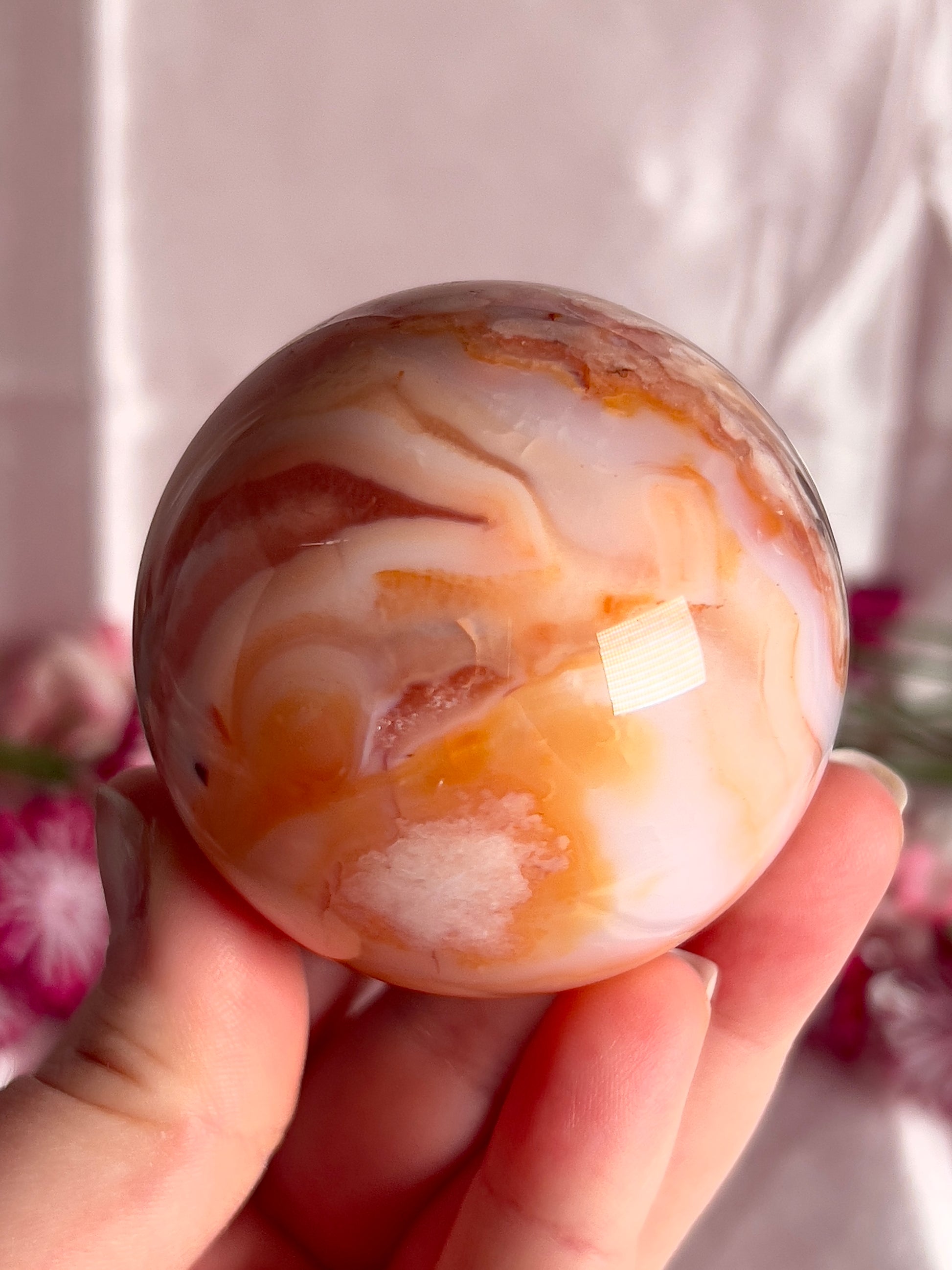 Pink Carnelian and Flower Agate Sphere
