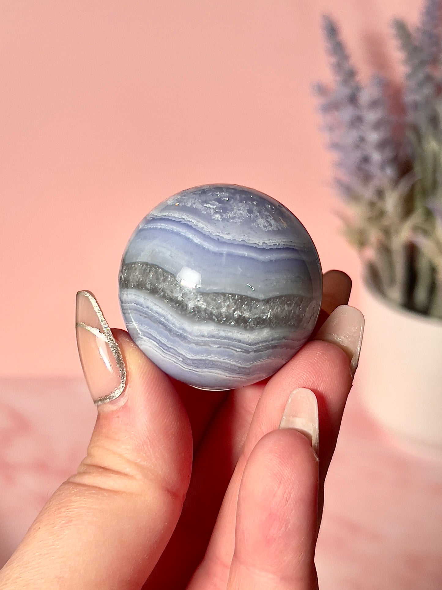 Blue Lace Agate Small Sphere - Intuitively Chosen