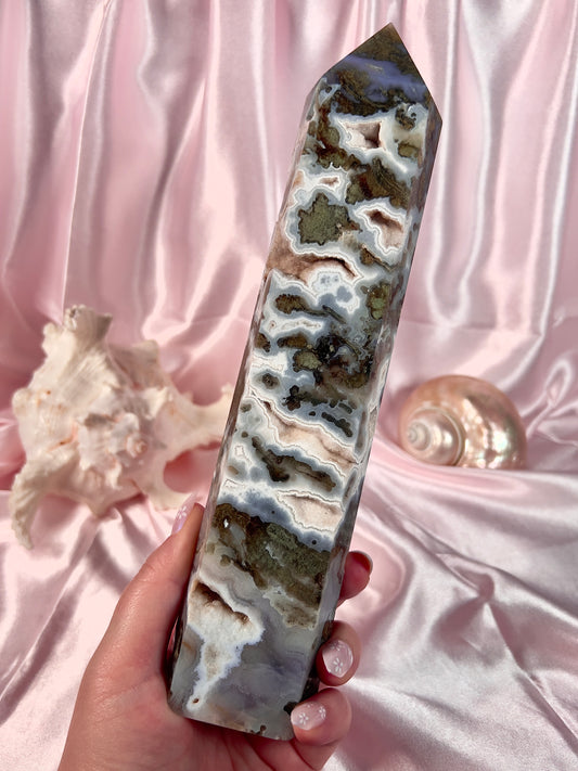 High Quality Moss Agate Statement Tower