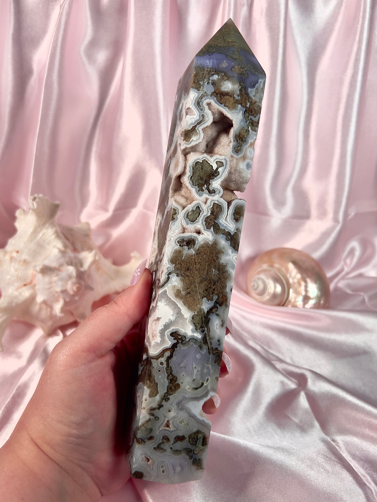 High Quality Moss Agate Statement Tower