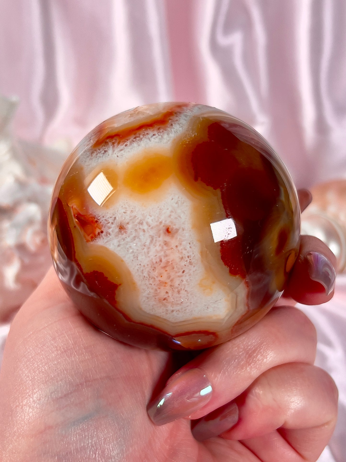 Funky Yellow and Red Carnelian Sphere